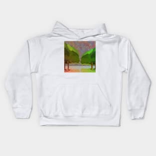 Green/ Lime colour Trees. Early Digital Art. Kids Hoodie